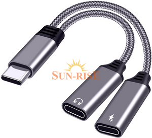 USB C Splitter, Dual USB C Headphone And Charger Adapter, 2in1 Type C Audio Adapter