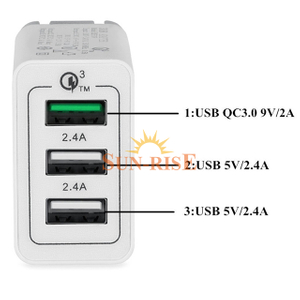 Three Port Quick Charge QC 3.0 18W Wall Charger 